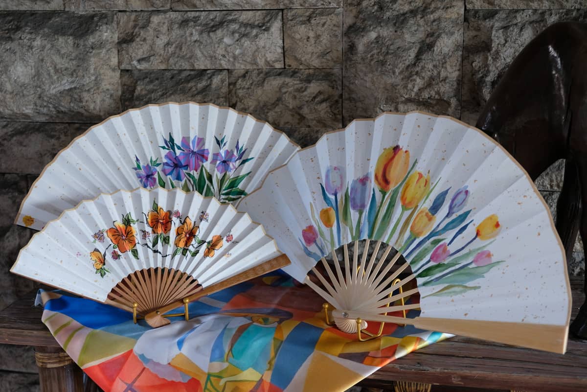 Handpainted Fans using Gouche.